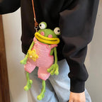 Frog Crochet Crossbody Bag – Handmade Cute Frog Shoulder Bag | Kawaii Knit Animal Purse