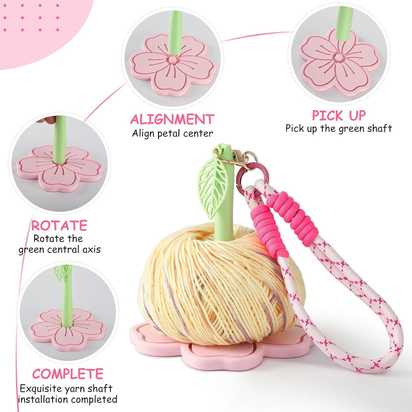 Flower Wrist Yarn Holder Spinner – Portable Crochet Yarn Organizer | Rotating Yarn Ball Holder for Knitting & Crochet