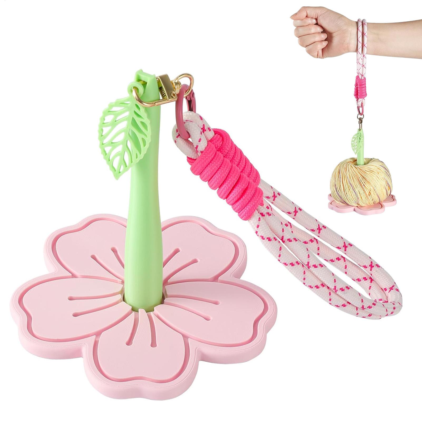 Flower Wrist Yarn Holder Spinner – Portable Crochet Yarn Organizer | Rotating Yarn Ball Holder for Knitting & Crochet