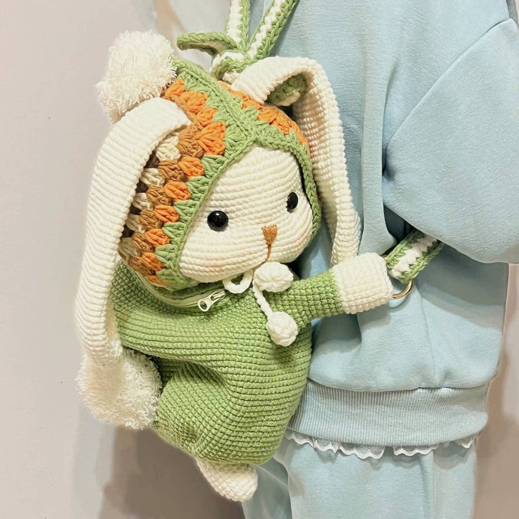 Floppy Bunny Crochet Backpack Pattern (PDF) | Cute Amigurumi Bunny Bag with Hood