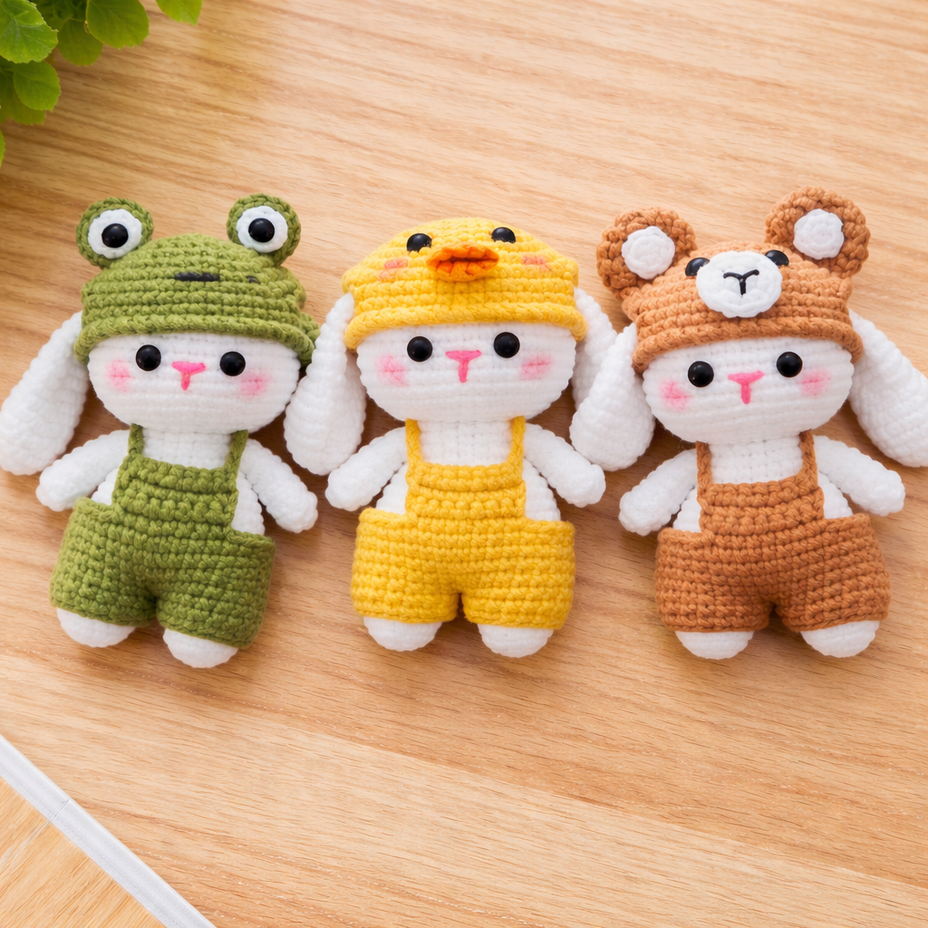 Bunny with Animal Hat Crochet Pattern | PDF + Video Tutorial