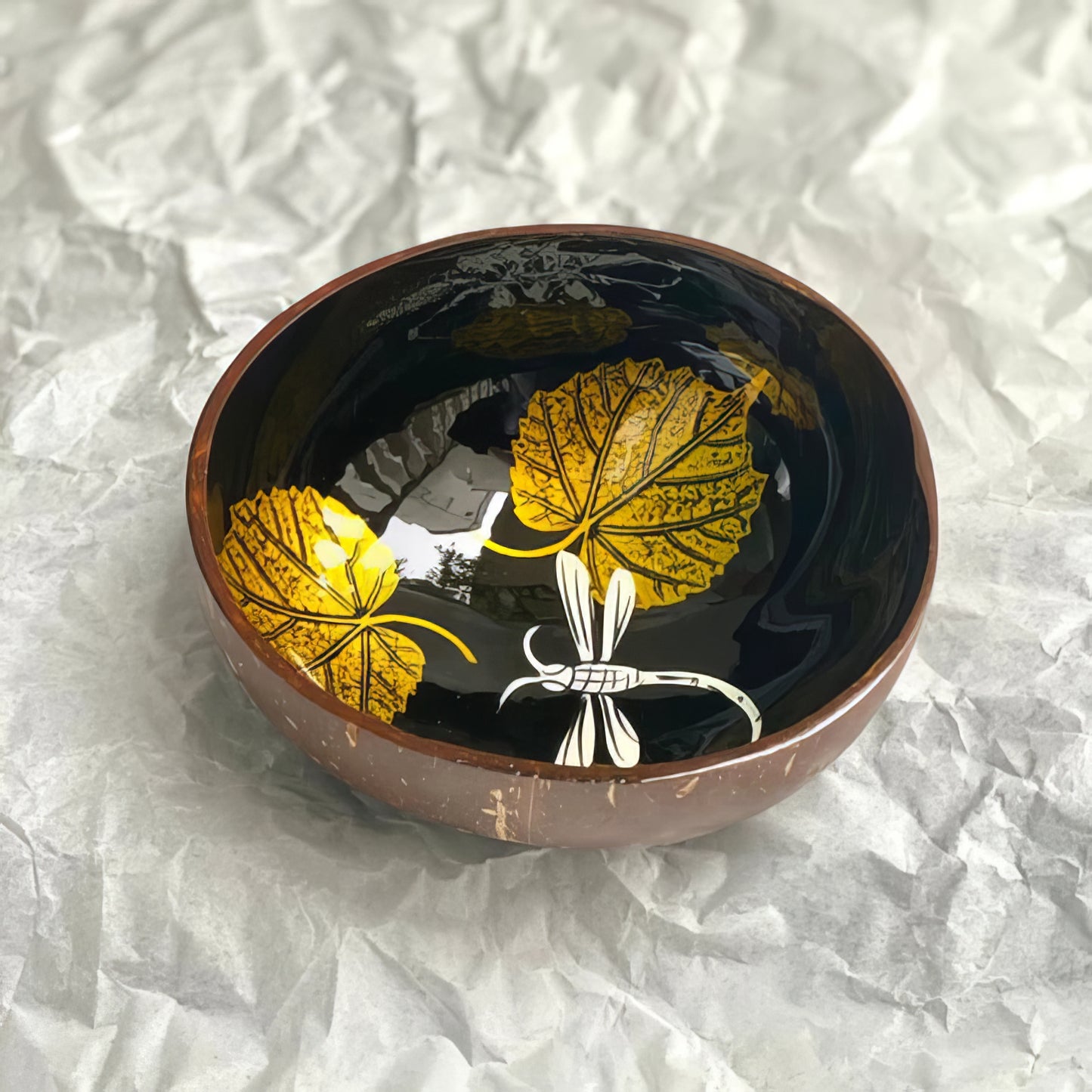 Lacquered coconut shell bowl