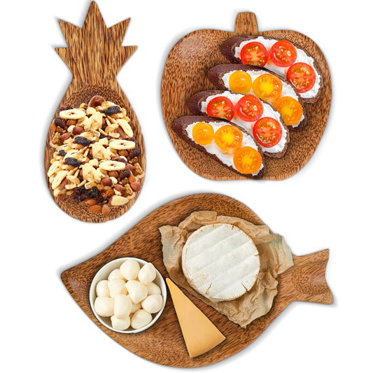 Coconut wood plate for jam, seeds, fruit, salad