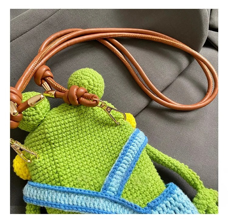 Frog Crochet Crossbody Bag – Handmade Cute Frog Shoulder Bag | Kawaii Knit Animal Purse