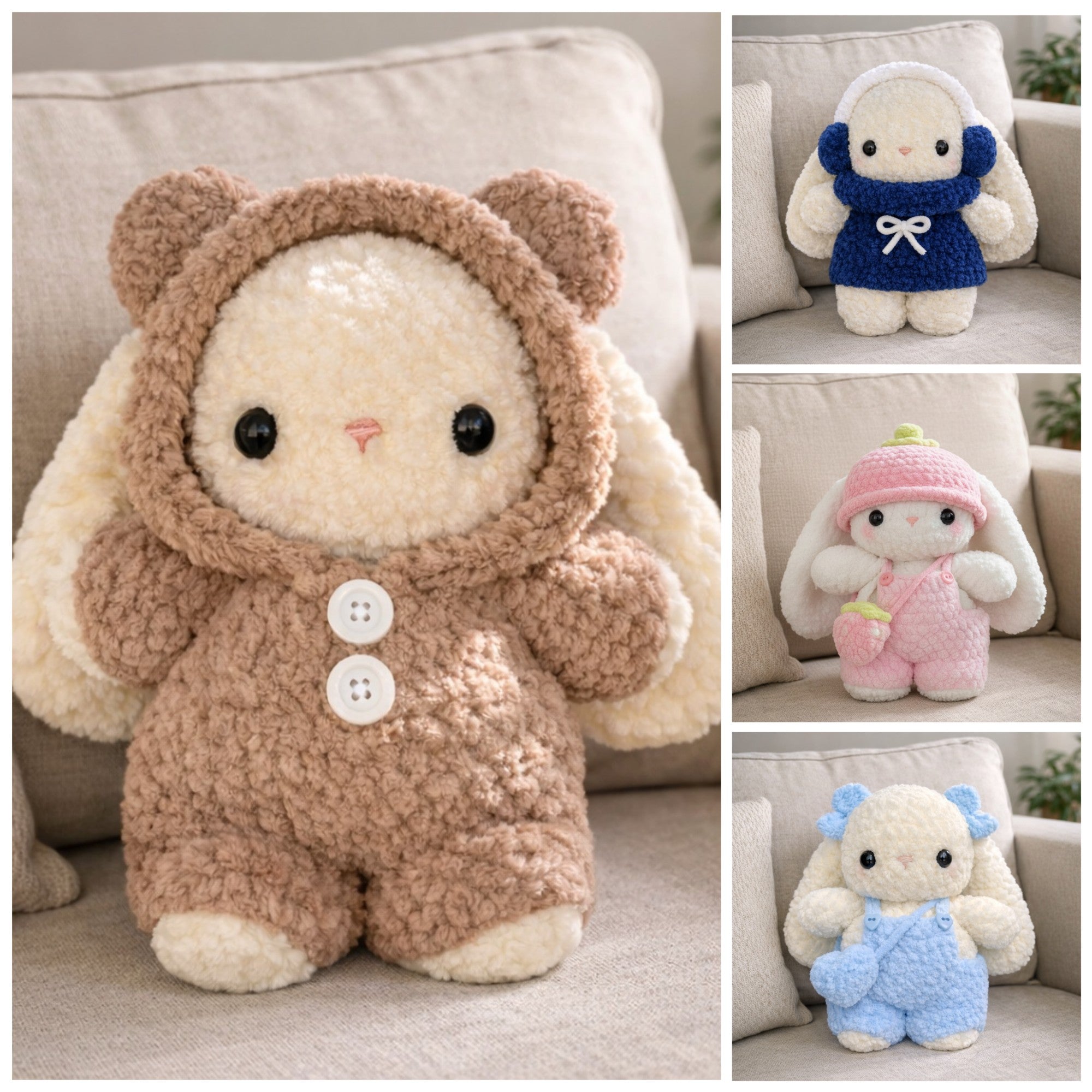 Bundle – Plush Bunny & 9 Clothing Options Crochet Pattern | PDF Tutorial