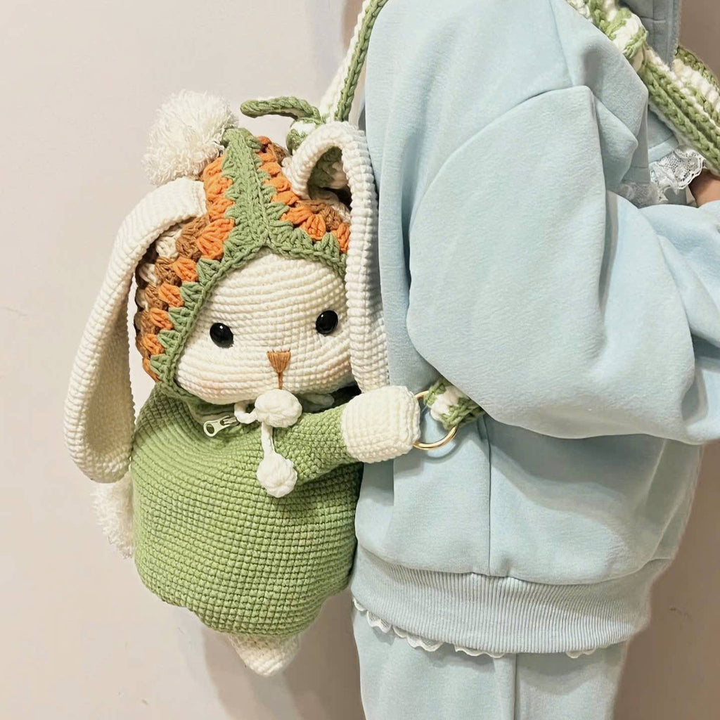 Floppy Bunny Crochet Backpack Pattern (PDF) | Cute Amigurumi Bunny Bag with Hood