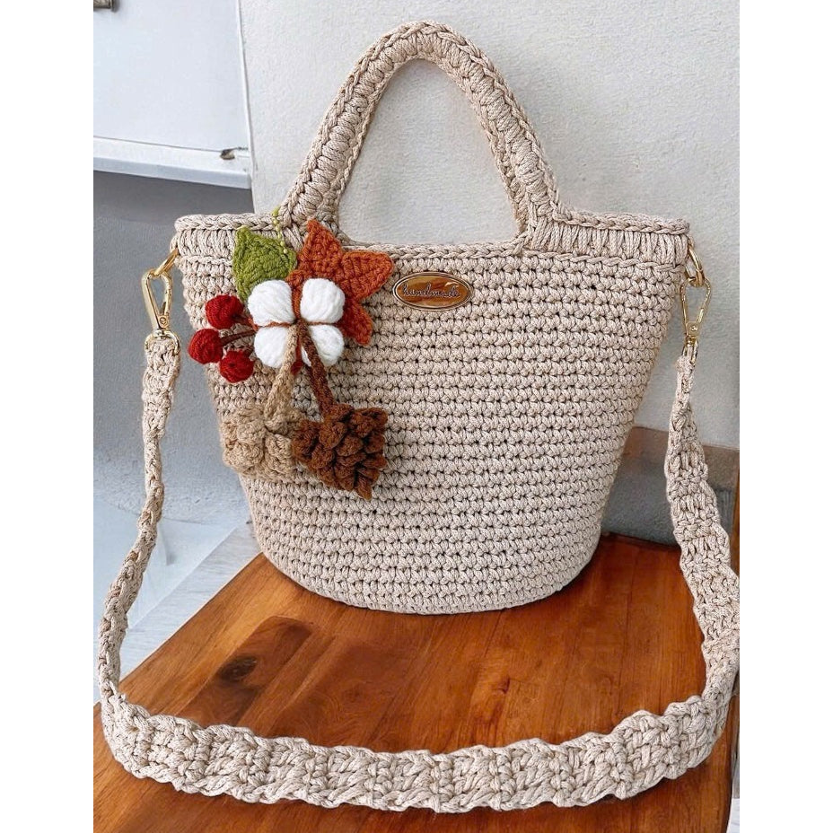 Handmade Crochet Tote Bag – Floral Charm Purse | Boho Shoulder Bag
