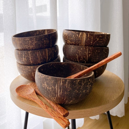 Coconut shell bowls for fruits and vegetables