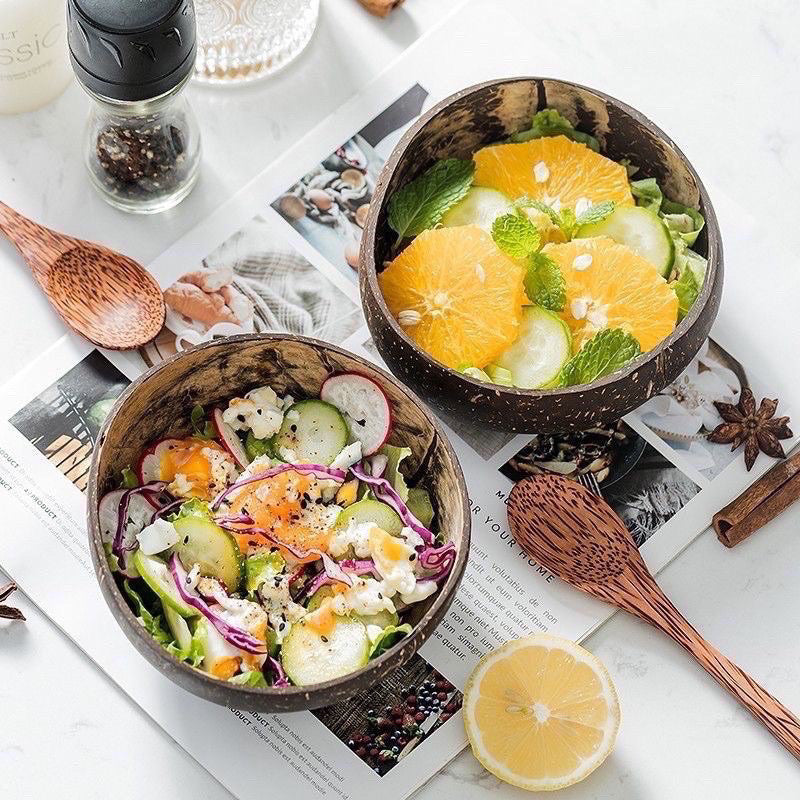 Coconut shell bowls for fruits and vegetables