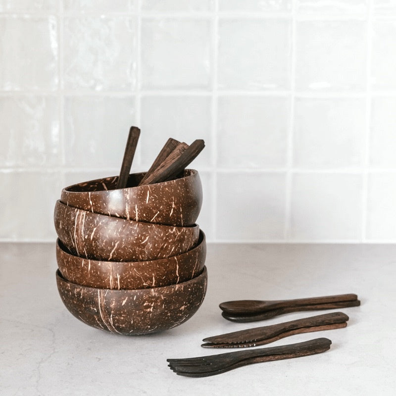 Coconut shell bowls for fruits and vegetables