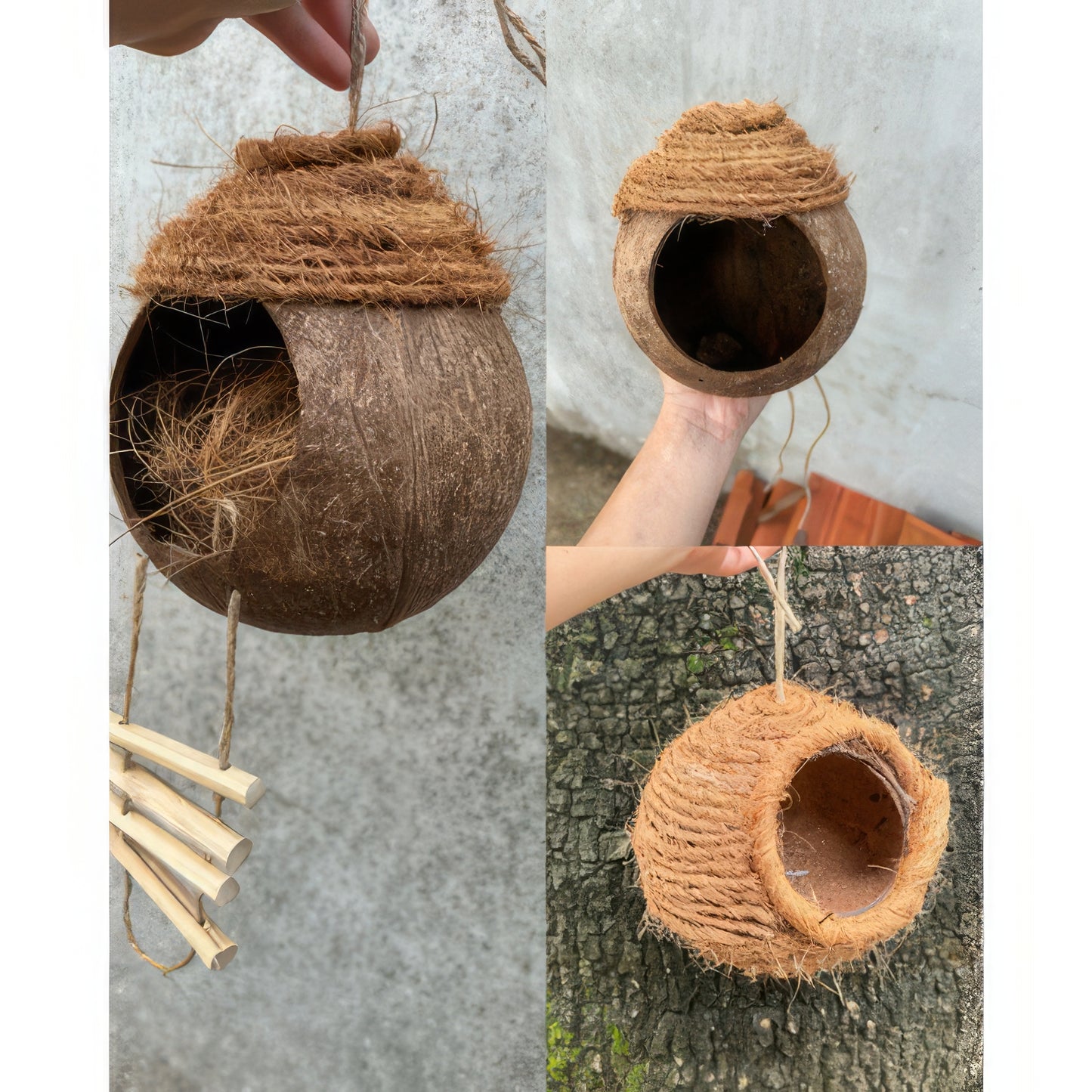 Coconut shell bird nest for birds, parrots, squirrels, mice