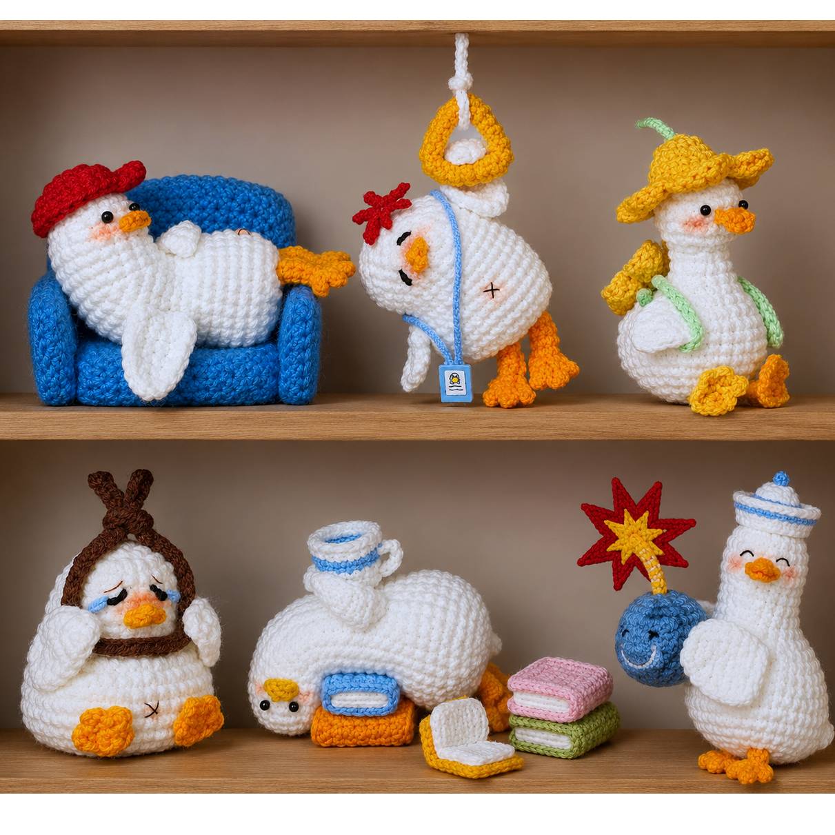 Bundle - 7 Emotional Support Duck Crochet Pattern PDF | Funny Amigurumi Ducks