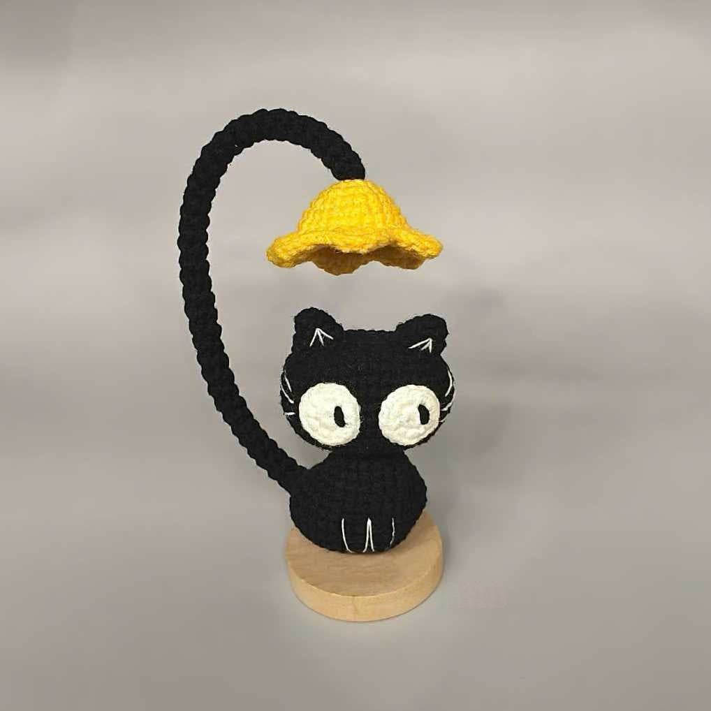 Black Cat Desk Lamp Crochet Pattern PDF | Cute Amigurumi Cat Lamp Tutorial for Beginner