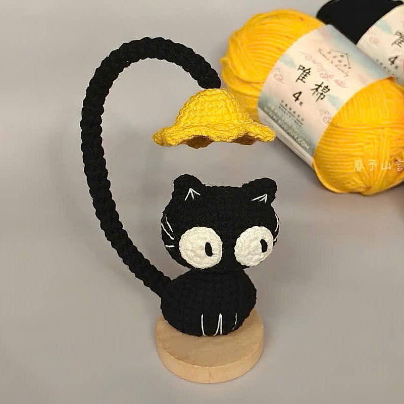 Black Cat Desk Lamp Crochet Pattern PDF | Cute Amigurumi Cat Lamp Tutorial for Beginner