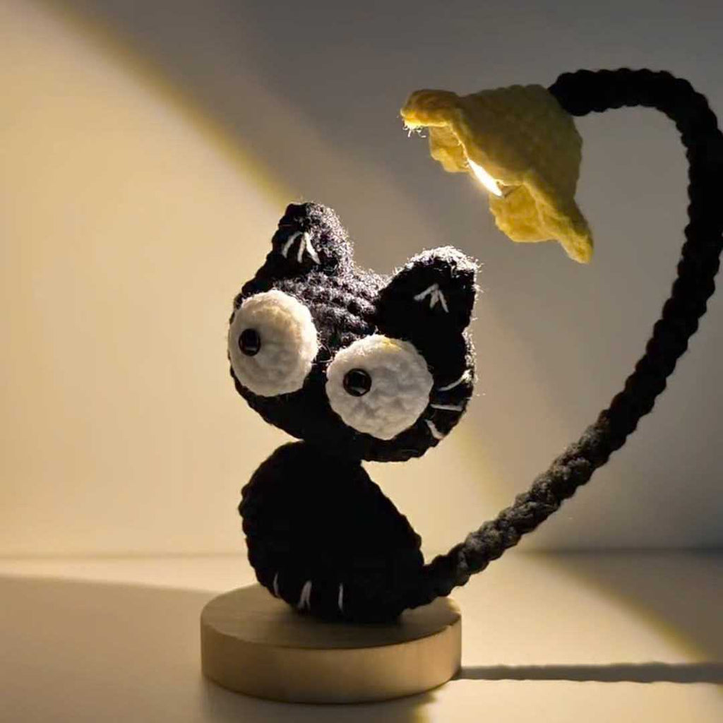 Black Cat Desk Lamp Crochet Pattern PDF | Cute Amigurumi Cat Lamp Tutorial for Beginner