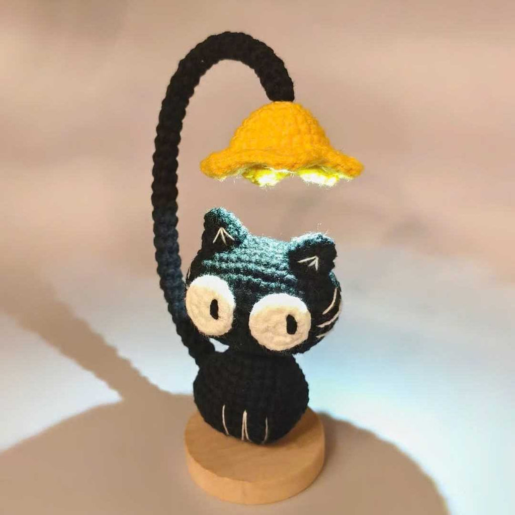Black Cat Desk Lamp Crochet Pattern PDF | Cute Amigurumi Cat Lamp Tutorial for Beginner