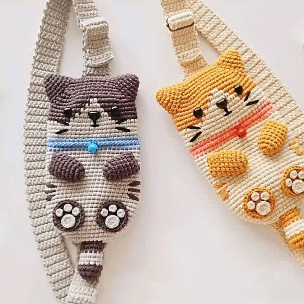 Cat Crossbody Bag Crochet Pattern PDF – Cute Kitty Shoulder Bag Tutorial
