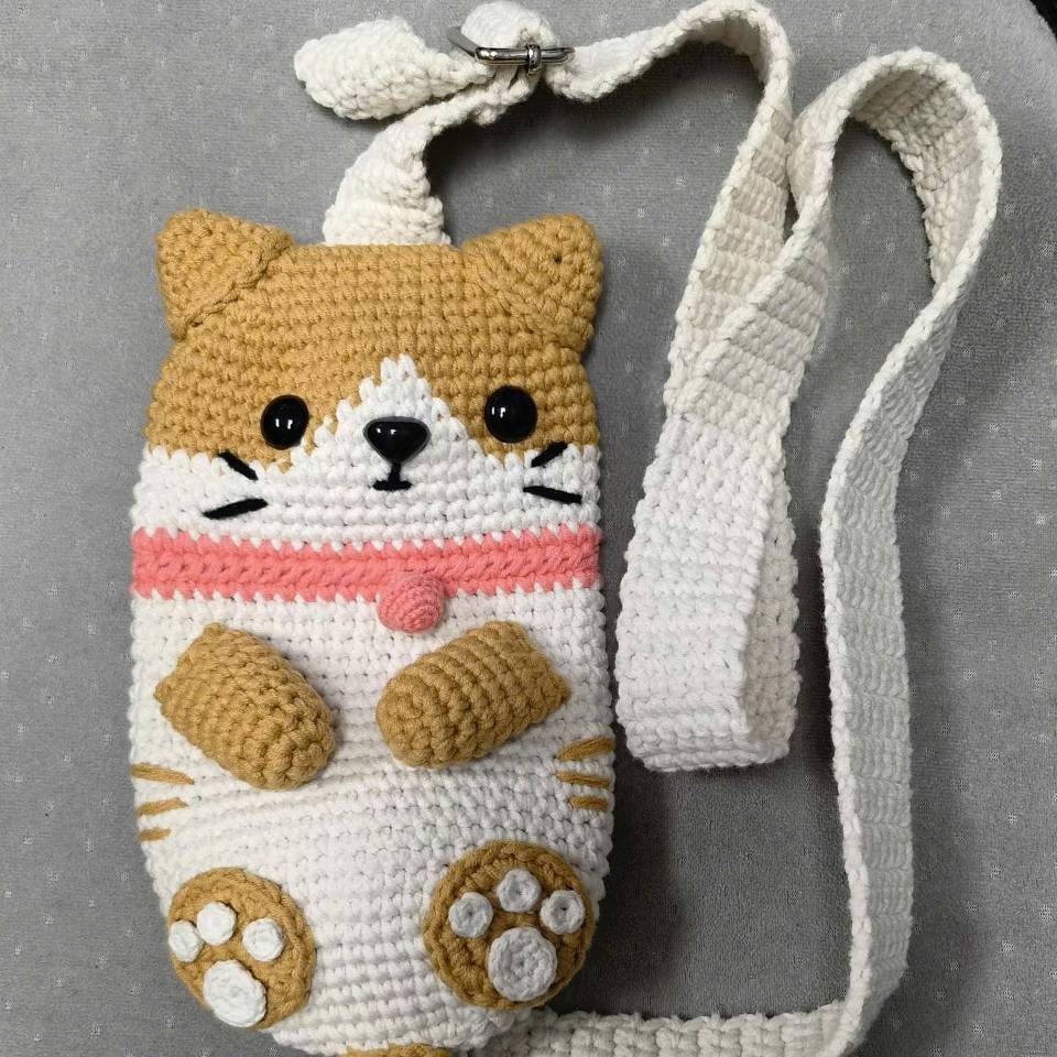 Cat Crossbody Bag Crochet Pattern PDF – Cute Kitty Shoulder Bag Tutorial