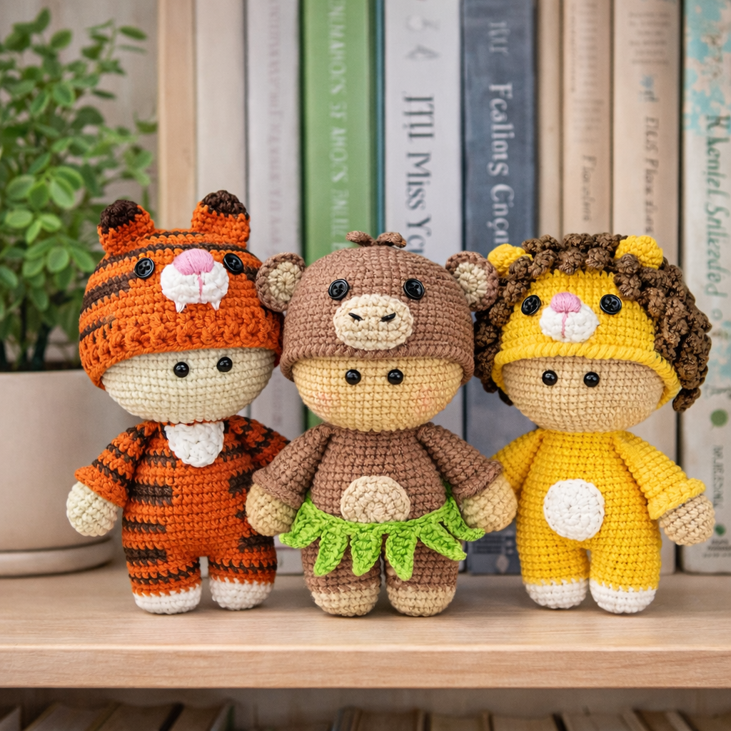 Bundle - Doll in Animals Outfit Crochet Pattern | PDF Tutorial