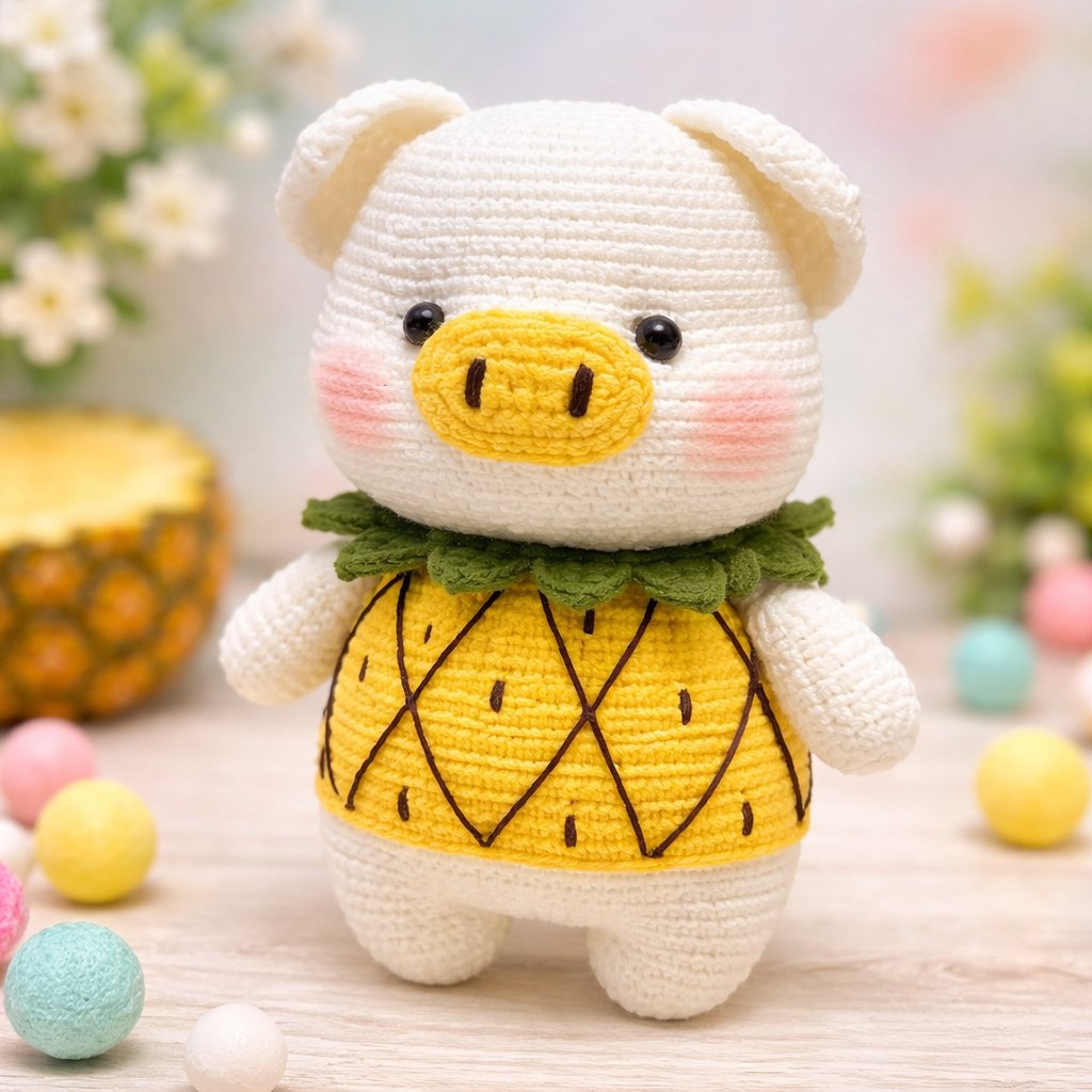 Strawberry & Pineapple Pig Crochet Pattern | PDF Tutorial