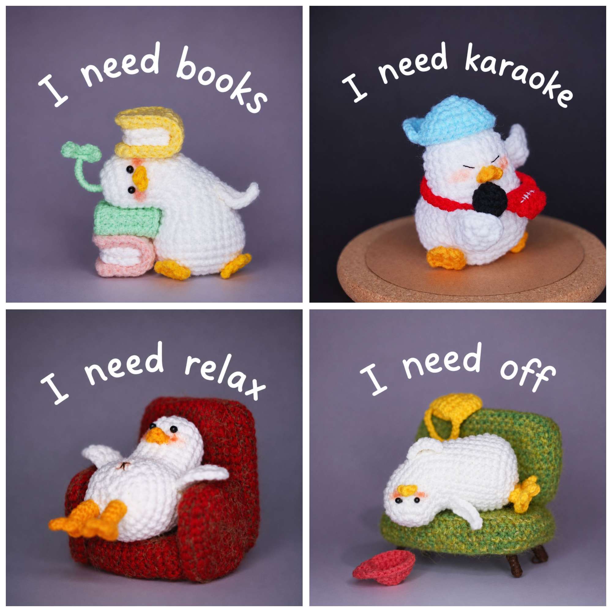 (Bundle) Emotional Support Duck Crochet PDF Pattern – 9 Cute Amigurumi Ducks Collection