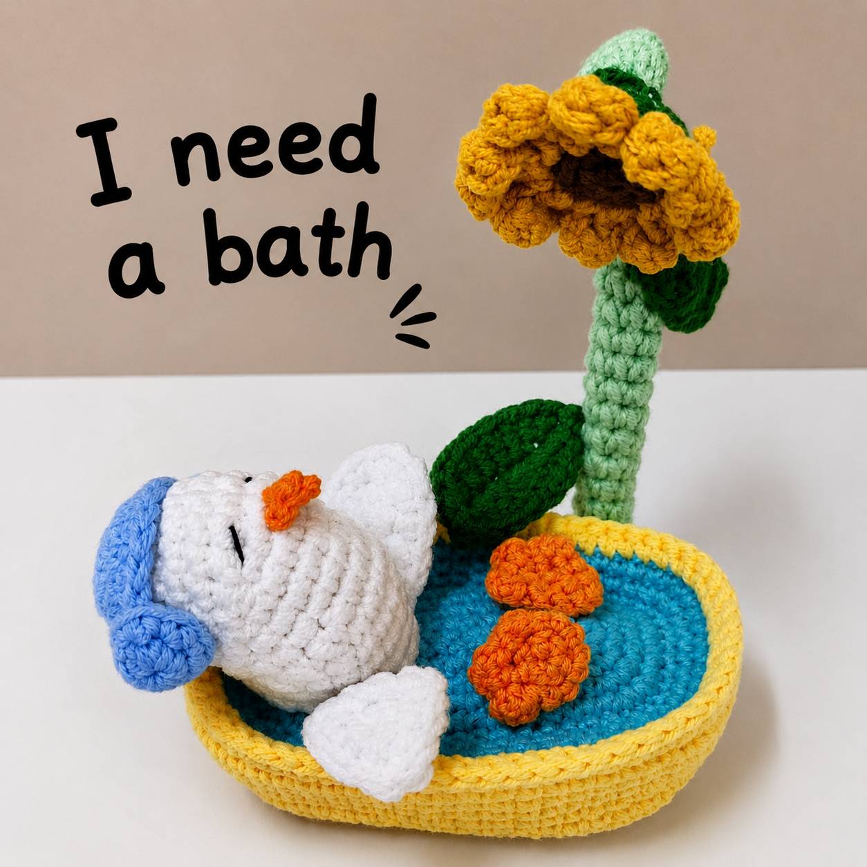 "I Need a Bath" Duck Crochet Pattern PDF | Cute Bath Duck Amigurumi Pattern