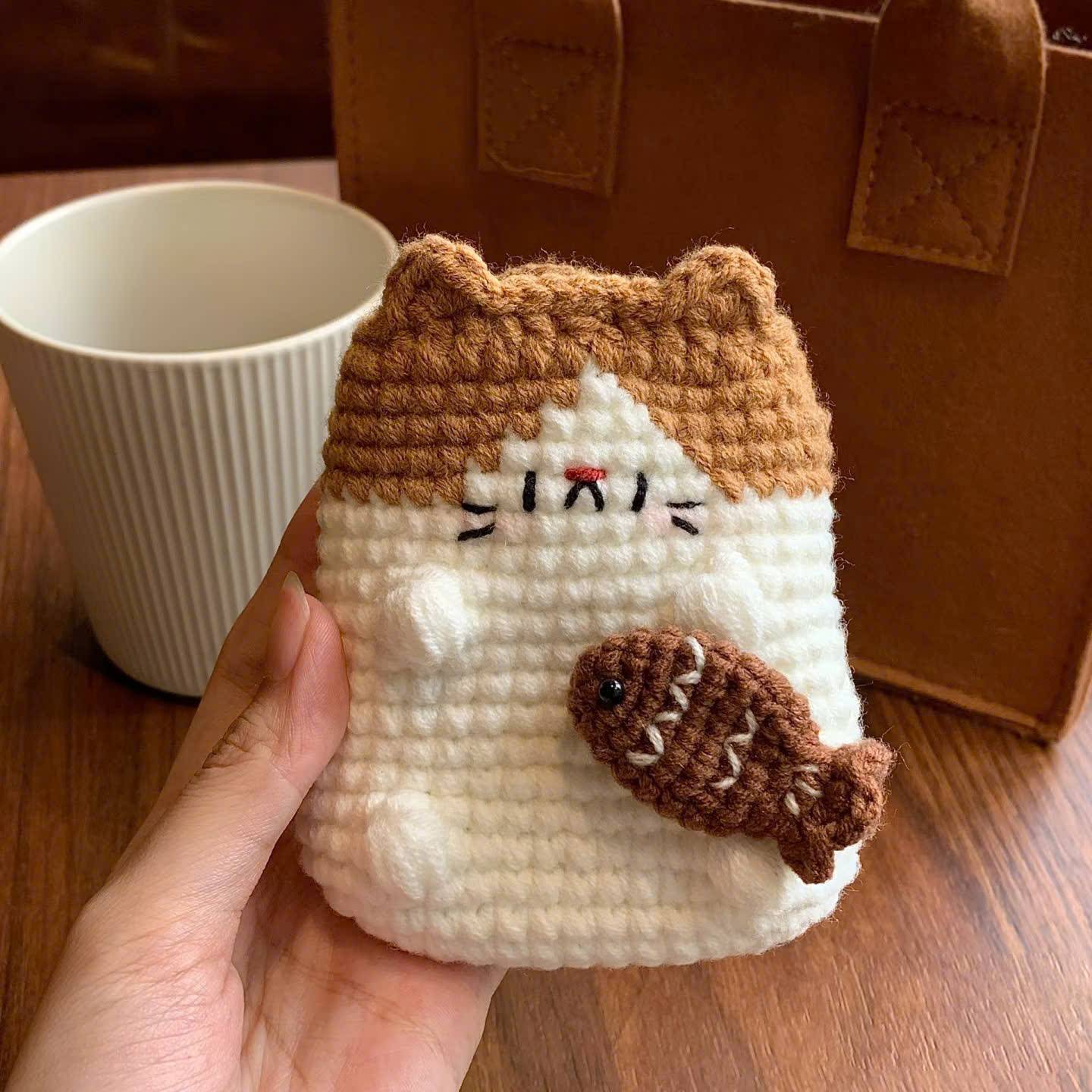 Kitty Pocket Pouch Crochet Pattern PDF | Cute Cat Coin Purse & Mini Bag Tutorial | Kawaii Crochet Pouch for Beginners