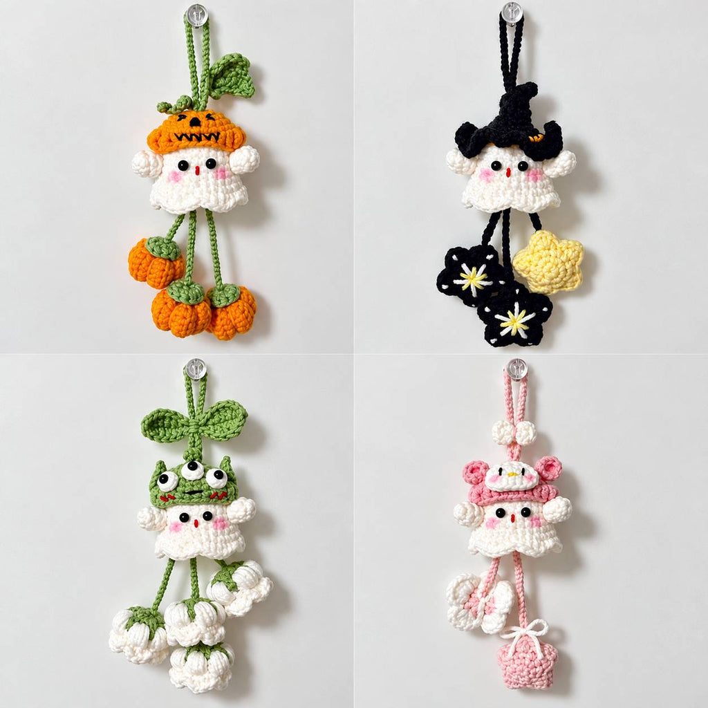 Bundle - Ghost Keychain Crochet Pattern PDF – Halloween Amigurumi Keychain Patterns