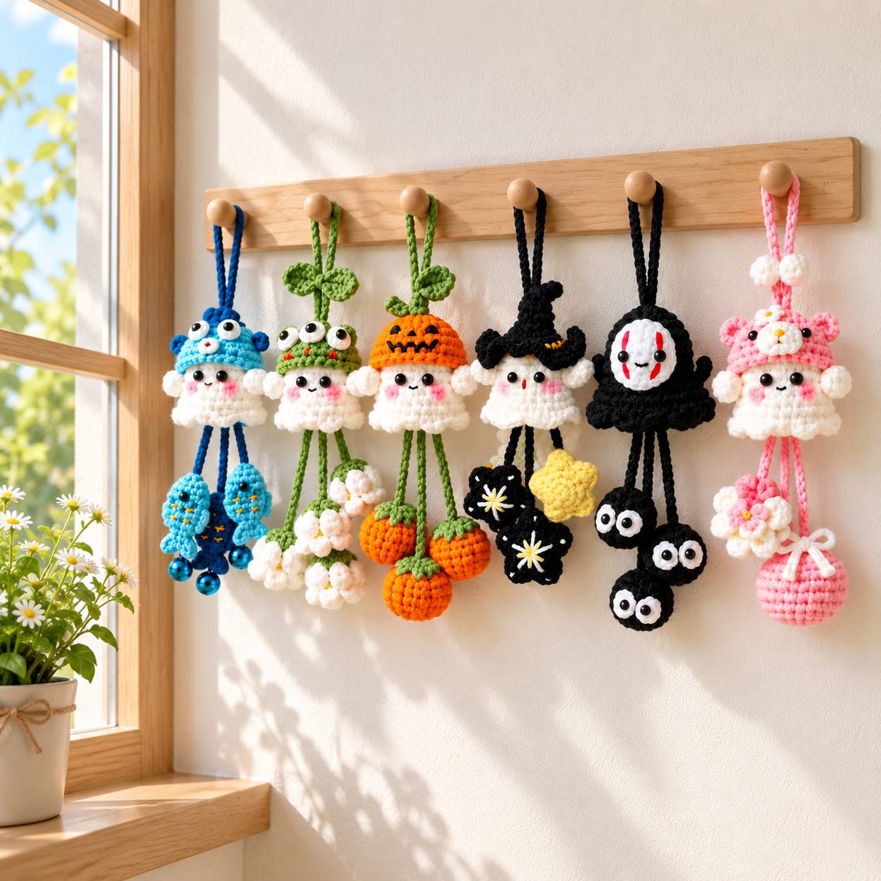 Bundle - Ghost Keychain Crochet Pattern PDF – Halloween Amigurumi Keychain Patterns