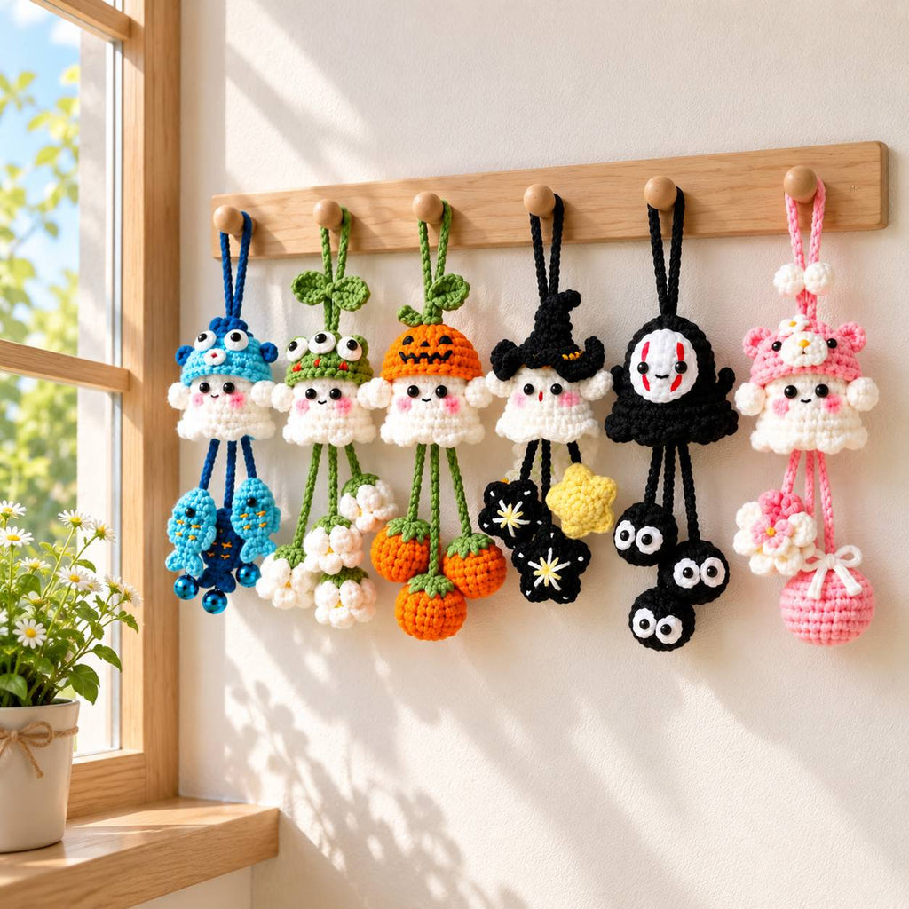 Bundle - Ghost Keychain Crochet Pattern PDF – Halloween Amigurumi Keychain Patterns