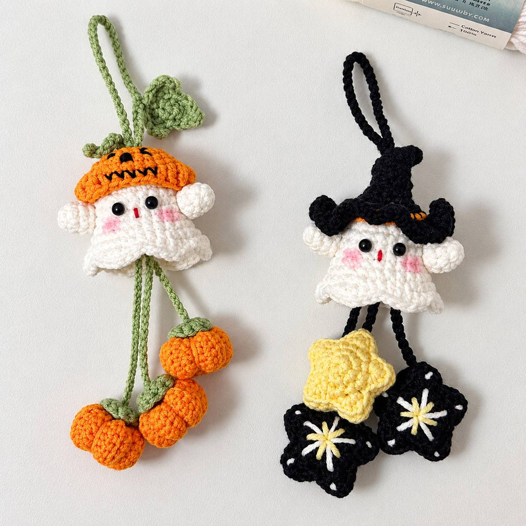 Bundle - Ghost Keychain Crochet Pattern PDF – Halloween Amigurumi Keychain Patterns