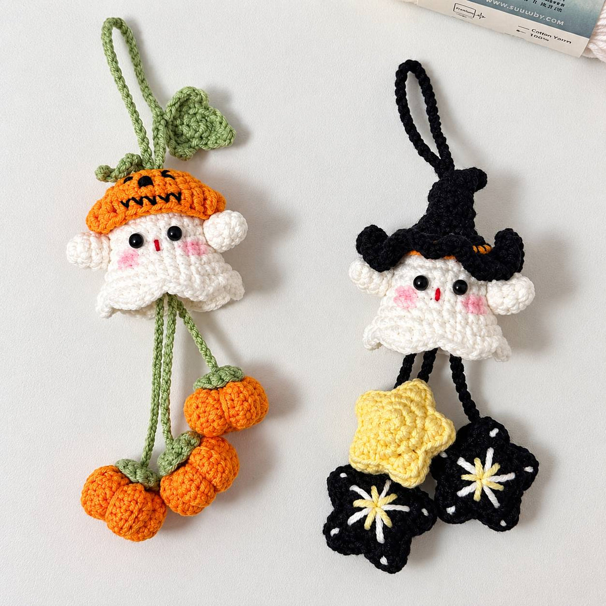 Bundle - Ghost Keychain Crochet Pattern PDF – Halloween Amigurumi Keychain Patterns