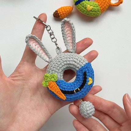 Cute Judy & Nick Donut Keychain Crochet Pattern PDF for Beginners
