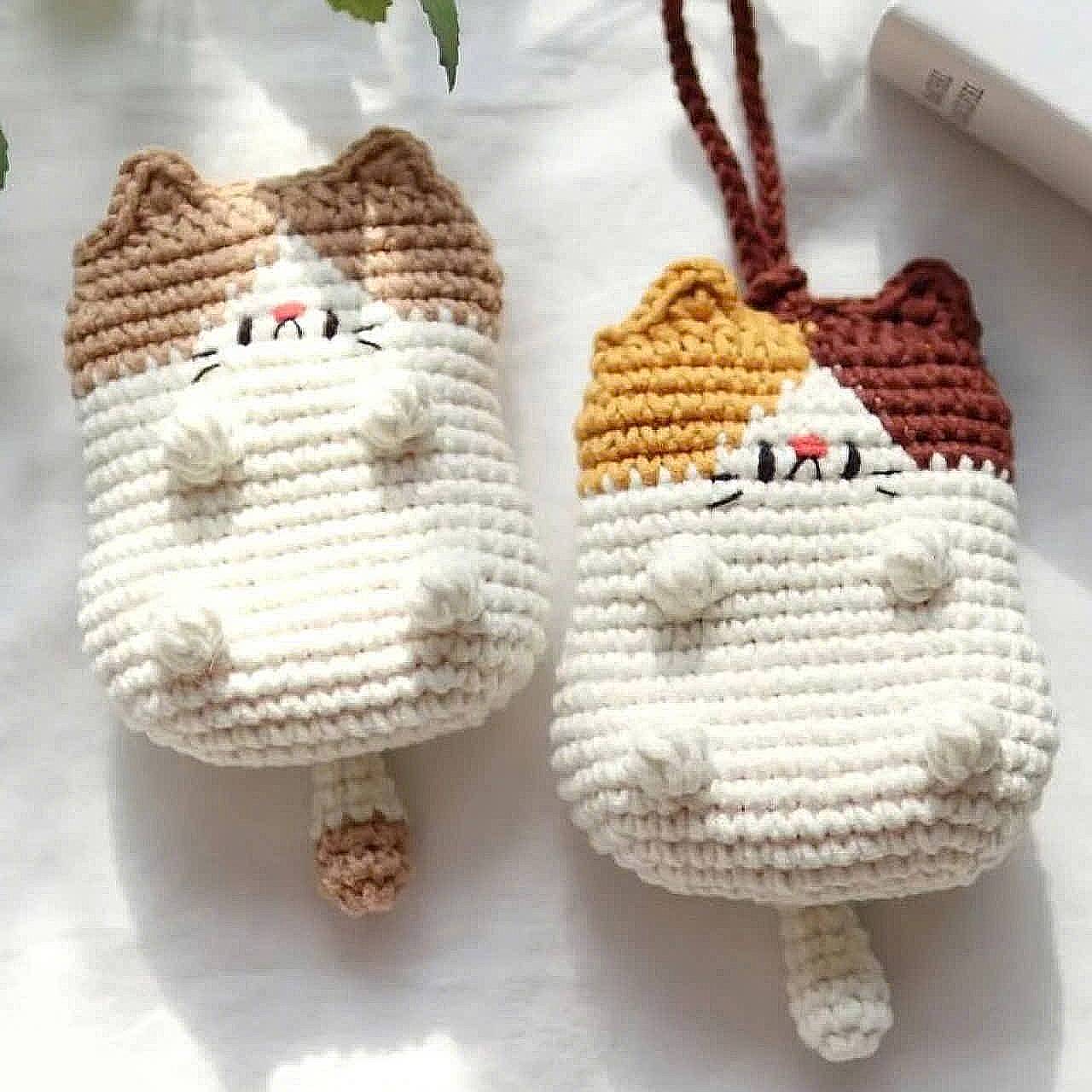 Kitty Pocket Pouch Crochet Pattern PDF | Cute Cat Coin Purse & Mini Bag Tutorial | Kawaii Crochet Pouch for Beginners