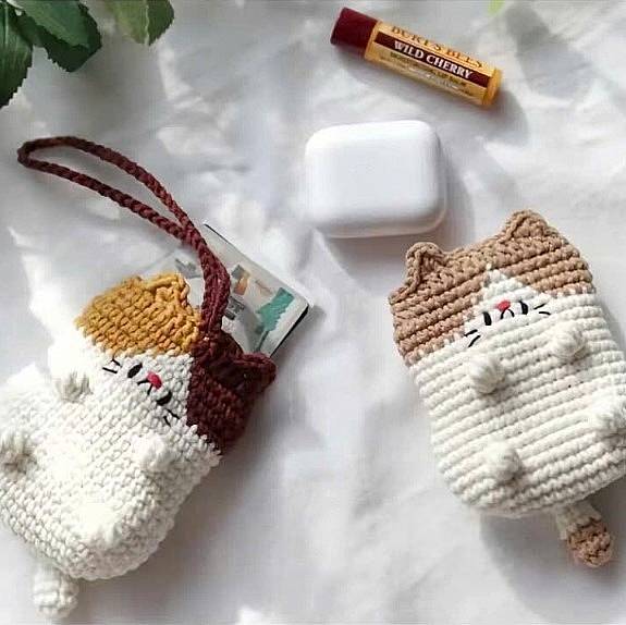Kitty Pocket Pouch Crochet Pattern PDF | Cute Cat Coin Purse & Mini Bag Tutorial | Kawaii Crochet Pouch for Beginners