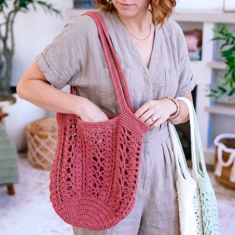 Crochet Market Bag Pattern PDF ( 3 Sizes) | Reusable Grocery & Beach Bag Crochet Pattern for Beginners
