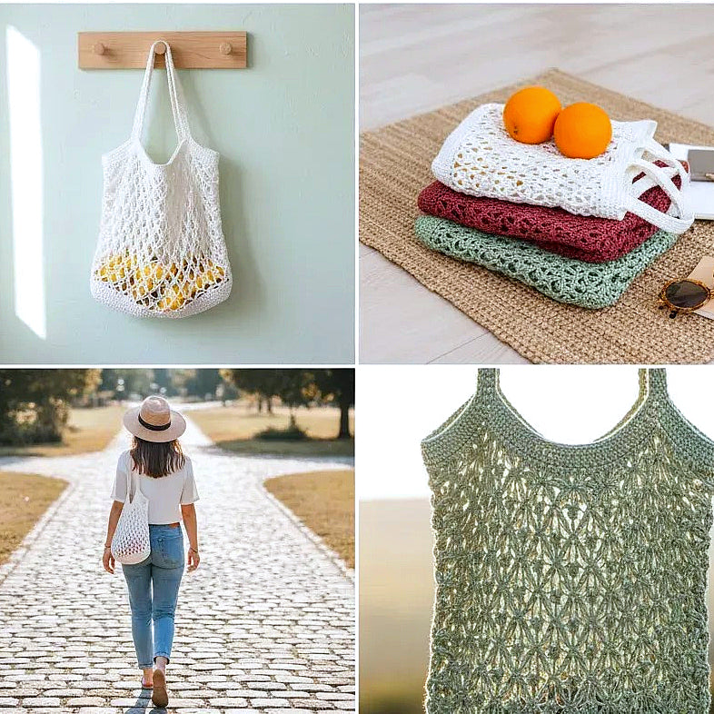 Crochet Market Bag Pattern PDF ( 3 Sizes) | Reusable Grocery & Beach Bag Crochet Pattern for Beginners