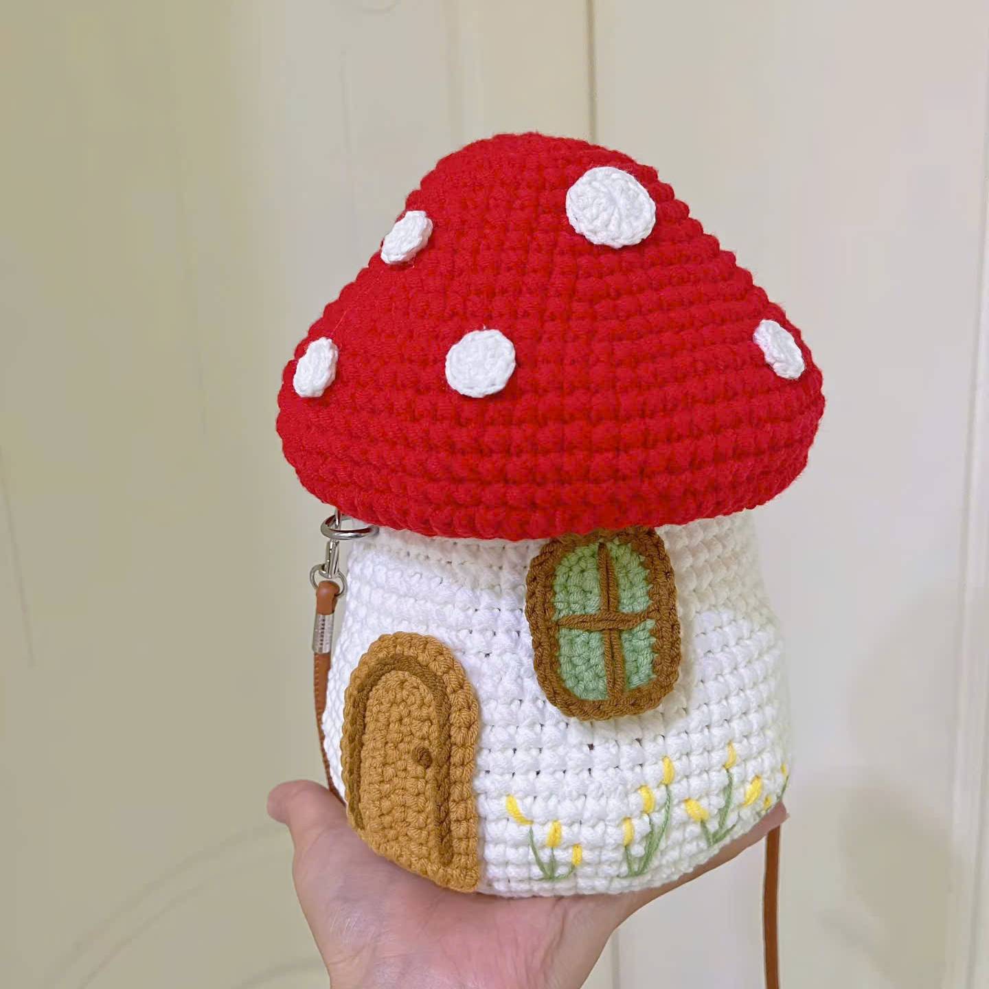 Cute Mushroom House Crochet Shoulder Bag Pattern PDF for Beginners