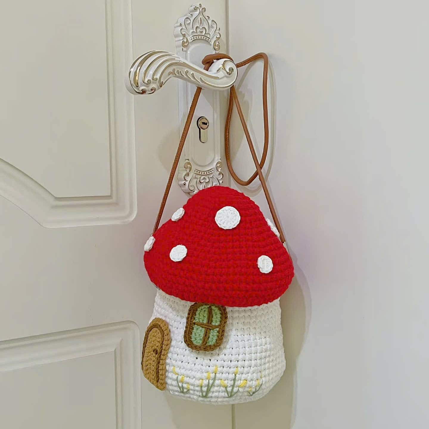 Cute Mushroom House Crochet Shoulder Bag Pattern PDF for Beginners