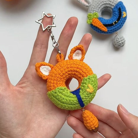 Cute Judy & Nick Donut Keychain Crochet Pattern PDF for Beginners