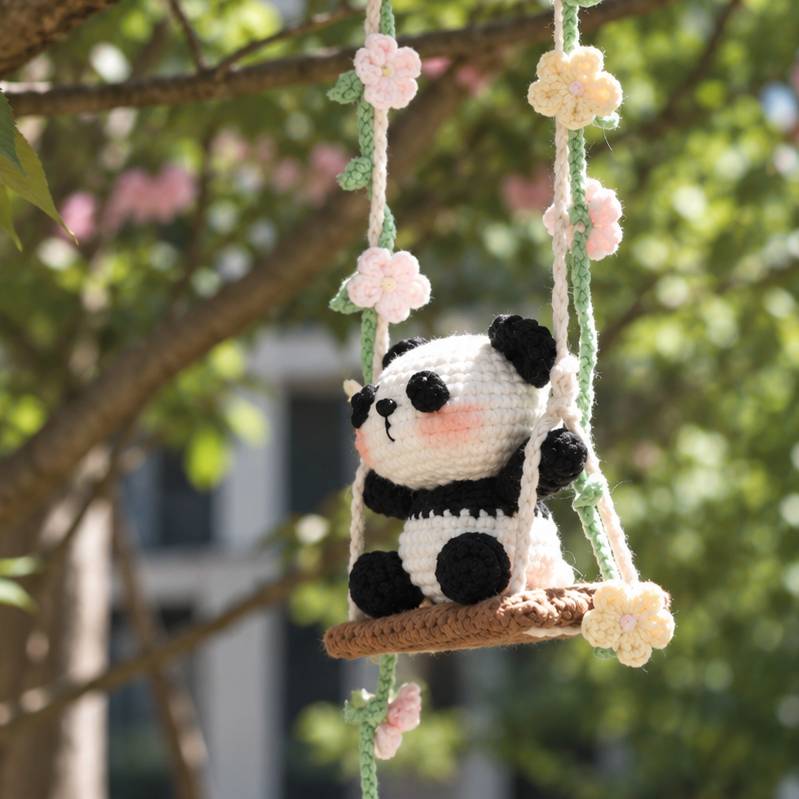 Panda Crochet Pattern PDF – Cute Amigurumi Panda on Swing
