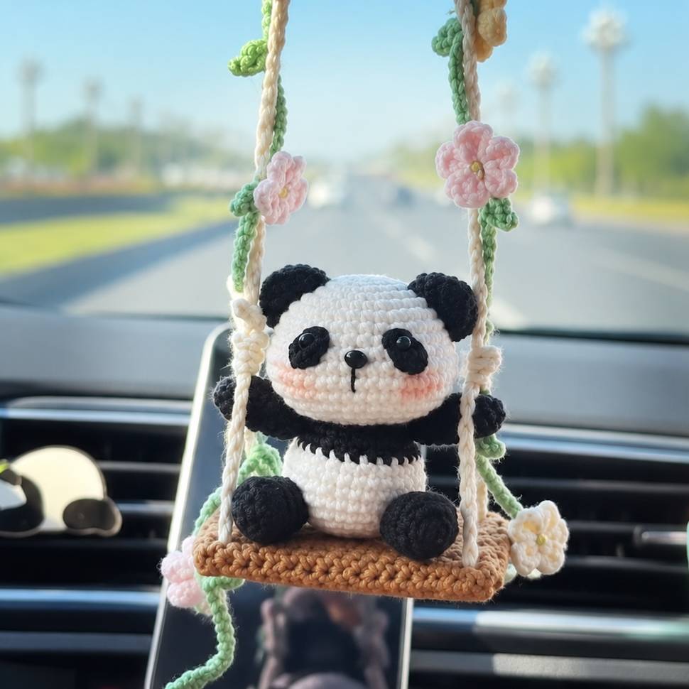 Panda Crochet Pattern PDF – Cute Amigurumi Panda on Swing