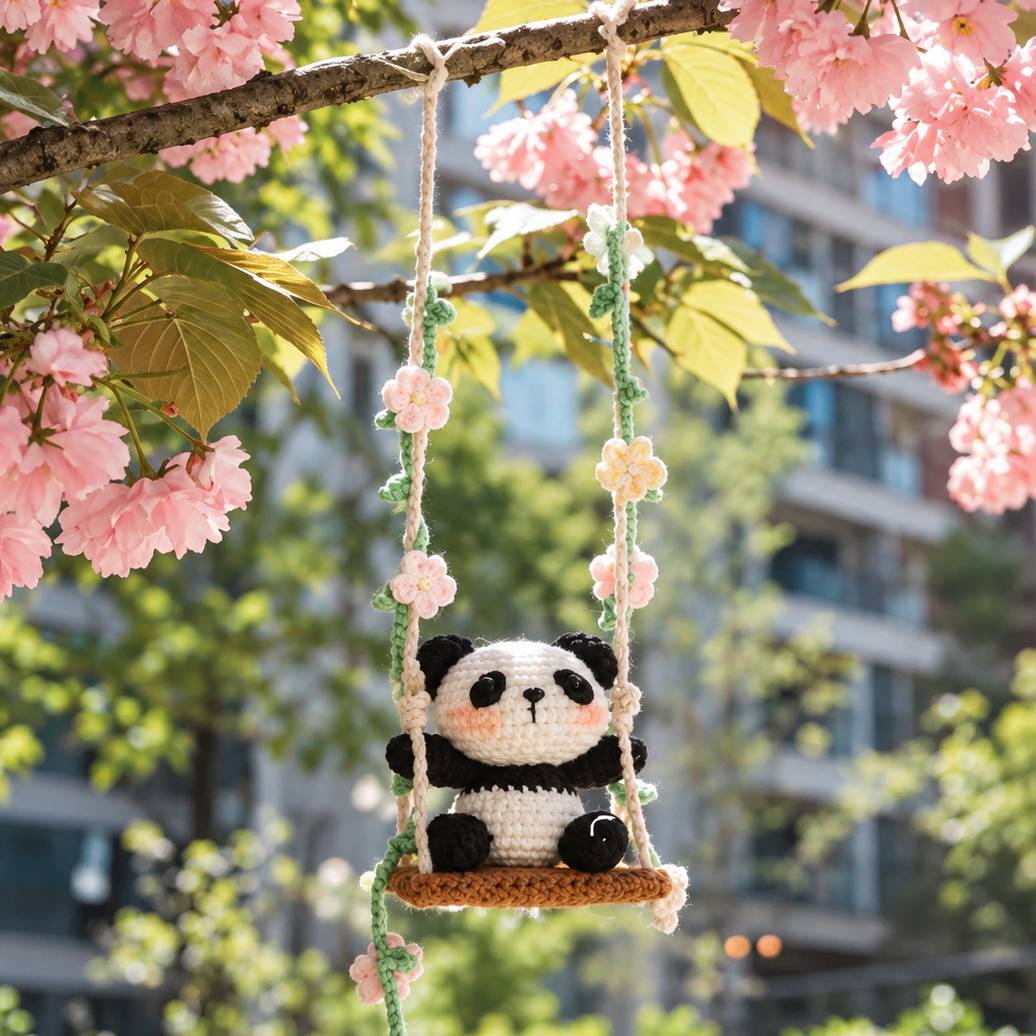 Panda Crochet Pattern PDF – Cute Amigurumi Panda on Swing
