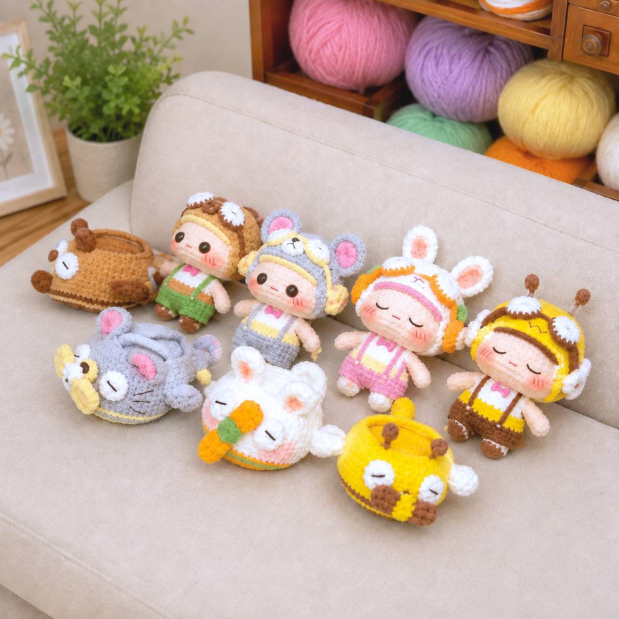 Bundle -  5 Pilot Doll Crochet Pattern PDF | Cute Animal Pilot Amigurumi Collection