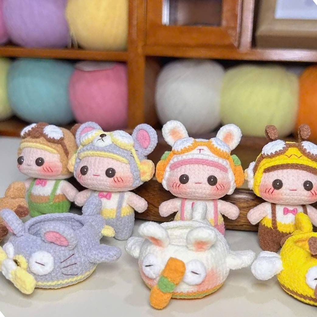 Bundle -  5 Pilot Doll Crochet Pattern PDF | Cute Animal Pilot Amigurumi Collection