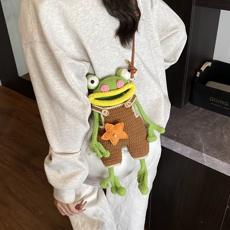 Frog Crochet Crossbody Bag – Handmade Cute Frog Shoulder Bag | Kawaii Knit Animal Purse