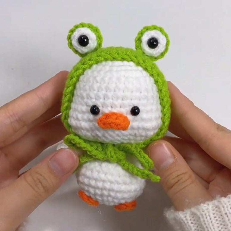 Easy & Relaxing Duck Crochet Pattern with Frog Hat for Beginners