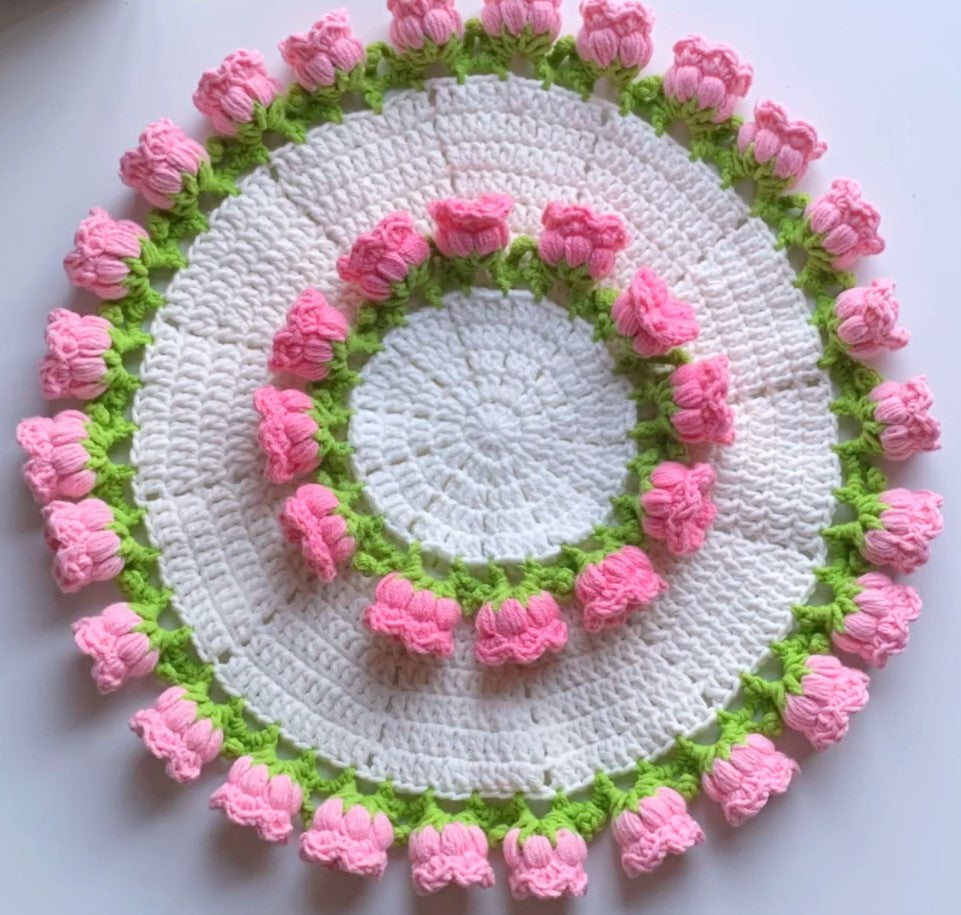 Tulip Coaster, Rug & Blanket Crochet Pattern | PDF + Video Tutorial