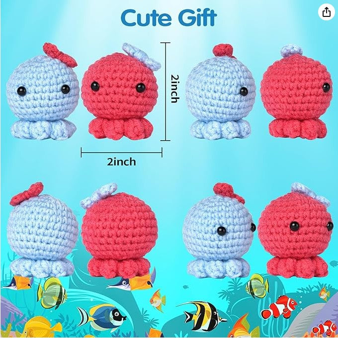 DIY Crochet Baby Octopus Kit for Beginners – Step-by-Step Video & Pattern, Cute Handmade Gift