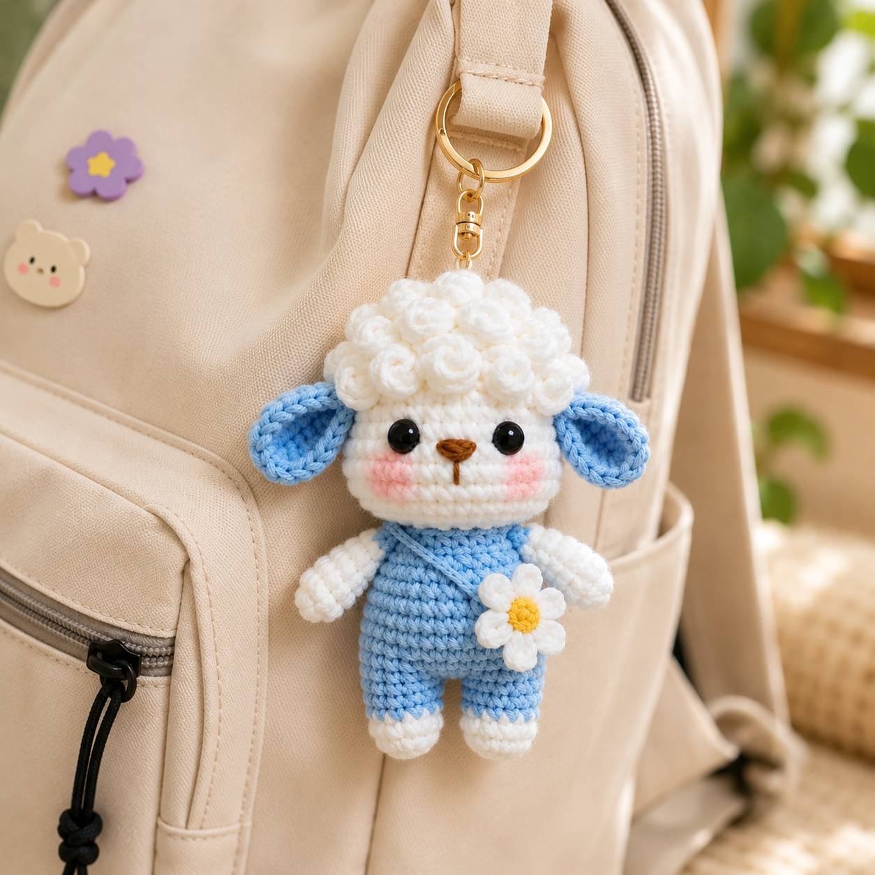 Sheep Amigurumi Keychain Crochet Pattern PDF | Cute Lamb Keychain Pattern